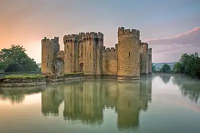 Image 8Bodiam Castle is a 14th-century moated castle in East Sussex. Today there are thousands of castles throughout the UK. (from Culture of the United Kingdom)