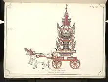 Image 1319th century funeral cart and spire, which would form part of the procession from the home to the place of cremation (from Culture of Myanmar)