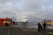 Boeing 737 G-DOCB arrives at Cranfield University