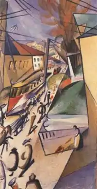 "Tram." 1914. Canvas, oil. appr. 150х80 sm. Private collection