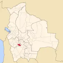 Location of Sebastián Pagador Province in Bolivia