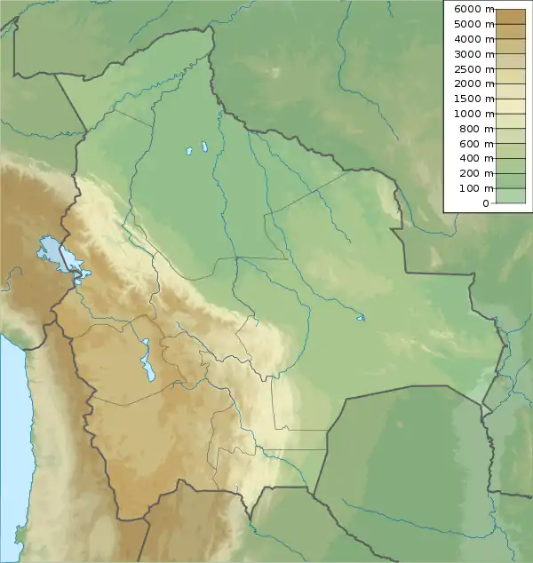 Location of  Suches Lake in Bolivia.