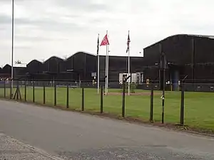 Angel's share fungus blackening a Diageo bonded warehouse in Clackmannanshire, Scotland