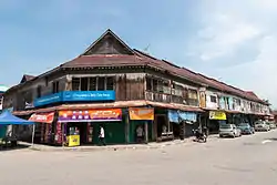 Pre-World War II shophouses in Bongawan town.