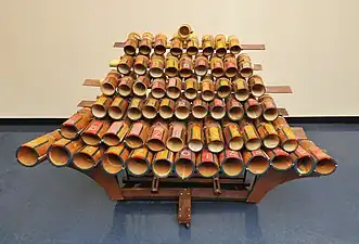 Bamboo marimba, one of the instruments created by Harry Partch