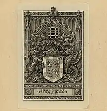 Bookplate with the arms of the 9th Duke of Beaufort