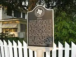 Historical marker in Booth