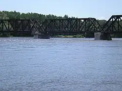 A typical railway truss bridge.