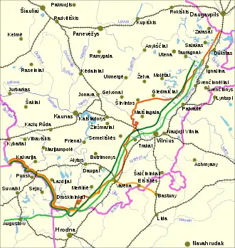 Image 14Demarcation lines between Poland and Lithuania 1919–1939 (from History of Lithuania)