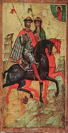 Icon of Saints Boris and Gleb on horseback. Moscow, mid 14th century (Tretyakov Gallery).