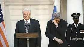 Image 104Boris Yeltsin and Bill Clinton share a laugh in October 1995. (from 1990s)