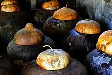 Bagoong fermenting in burnay jars in the province of Ilocos Norte, Philippines