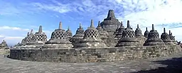 Image 81Stupas on upper terraces of Borobudur temple in Central Java. (from Tourism in Indonesia)