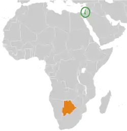 Map indicating locations of Botswana and Israel