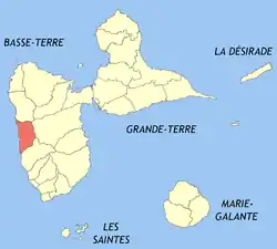 Location of the commune (in red) within Guadeloupe