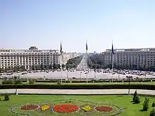 Bulevardul Unirii seen from the Palace of the Parliament with Piața Constituției in foreground