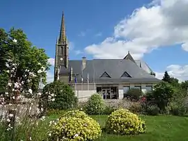 The town hall and church of Sainte-Marie