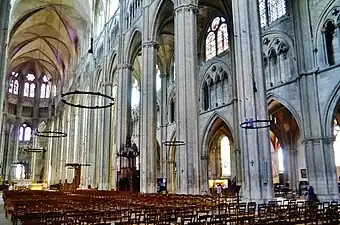 The three levels of the interior of Bourges Cathedral