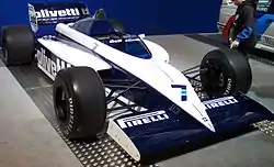 From 1985 until 1988, Brabham raced in Olivetti livery