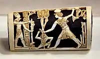 Bracer of Pharaoh Thutmose IV. From Amarna, House P 48.1, Egypt. 1397-1388 BCE. Neues Museum, Berlin