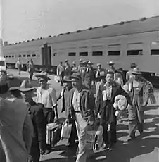 Image 5The first Braceros arrive in Los Angeles by train in 1942. Photograph by Dorothea Lange. (from History of Mexico)