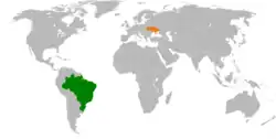 Map indicating locations of Brazil and Ukraine