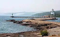 Lake Superior harbor in downtown Grand Marais