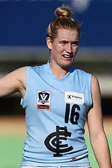 Breann Moody playing for Carlton in 2019