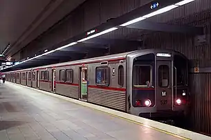 A Metro Rail train awaiting departure at Los Angeles' Union Station