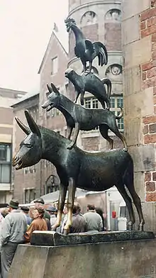 A bronze statue depicting the Bremen Town Musicians located in Bremen