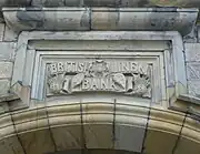 The name of the bank above the entrance to its branch in Falkland, Fife.