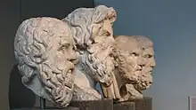 Image 1The carved busts of four ancient Greek philosophers, on display in the British Museum. From left to right: Socrates, Antisthenes, Chrysippus, and Epicurus. (from Ancient Greece)