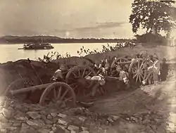 Image 15British soldiers dismantling cannons belonging to King Thibaw's forces, Third Anglo-Burmese War, Ava, 27 November 1885. Photographer: Hooper, Willoughby Wallace (1837–1912). (from History of Myanmar)