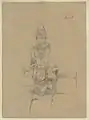 Kuvera riding on his vehicle, near temple of Nilkanth