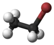 Ball and stick model of bromoethane