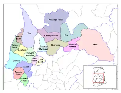 Location of Nsoatre in Bono region