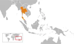 Map indicating locations of Brunei and Thailand