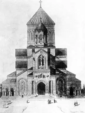 Saint Thaddeus and Bartholomew Armenian Church constructed by Alexander Rotinyan, Gabriel Ter-Mikayelian, and Hovhannes Katchaznouni. Destroyed in the 1930s.