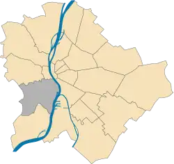 Location of District XI in Budapest (shown in grey)