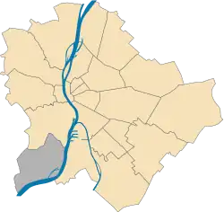 Location of District XXII in Budapest (shown in grey)