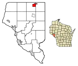 Location of Mondovi in Buffalo County, Wisconsin.