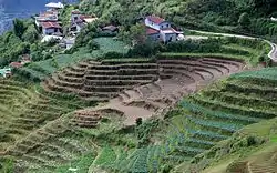 Houses near rice terraces in Buguias