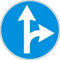 Turn right or go straight ahead