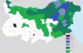 Percentage of Bulgarians born in a different municipality of Bulgaria calculated from the total of the ethnic Bulgarians in 1910