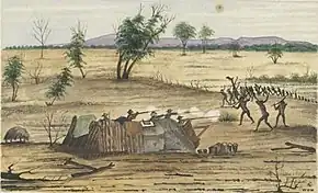 Image 27Fighting between Burke and Wills's supply party and Aboriginal Australians at Bulla in 1861 (from Queensland)