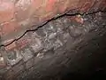 Slippage in the roof of a southern end of the tunnel, caused by the 2002 Dudley earthquake
