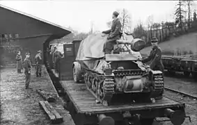 Marder I being prepared to detrain