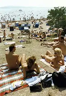 Image 47Sunbathers at Müggelsee lake beach in East Berlin, 1989. (from Nudity)