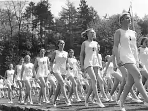 League of German Girls (Bund Deutscher Mädel or BDM) gymnastics performance, 1941.