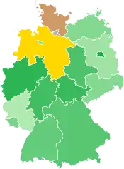 A coloured map of the states of Germany